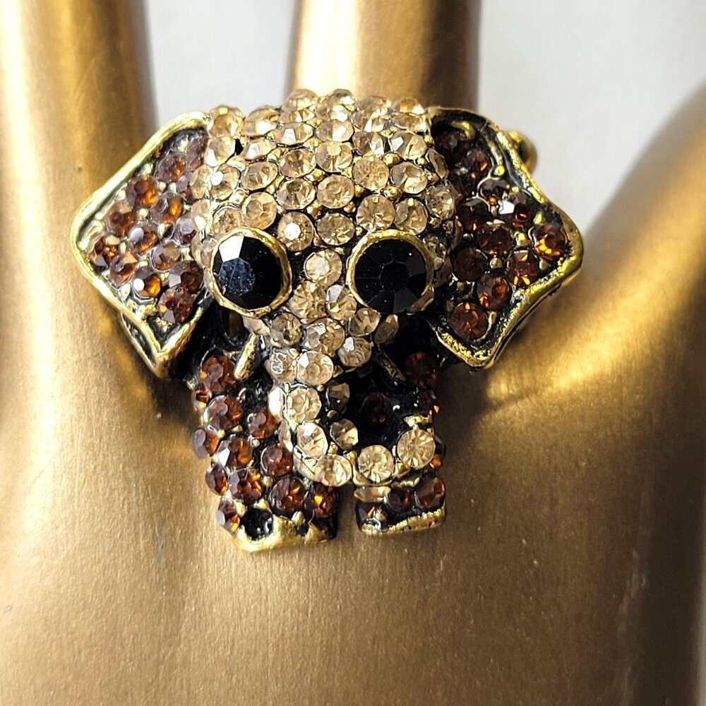 Gold Elephant Stretch Ring
